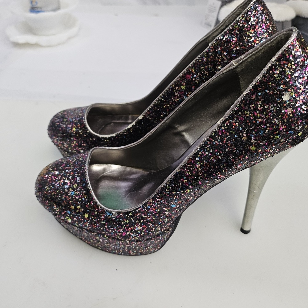 Charlotte Russe Glitter Platform Stiletto Heels Rainbow Party‎ Pumps Womens 8